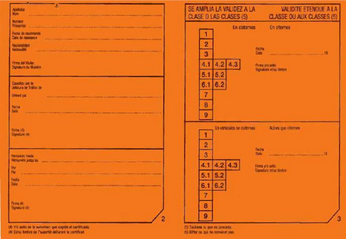 Reverso autorización ADR modelo antiguo