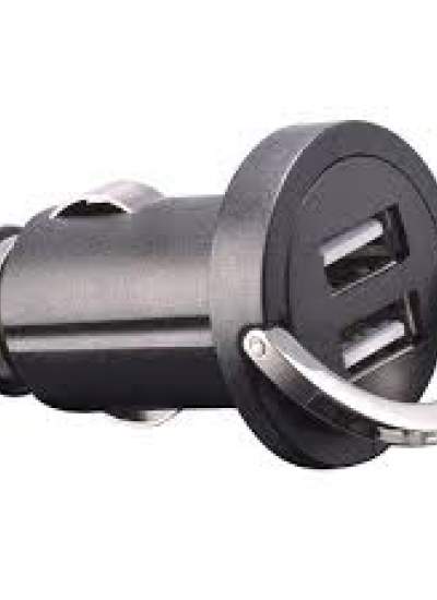 Conector mechero automóvil USB doble (negro)